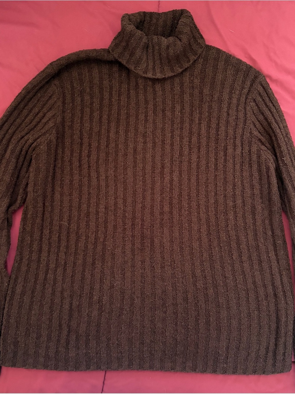 Women's Dark Brown Ribbed Turtleneck Sweater